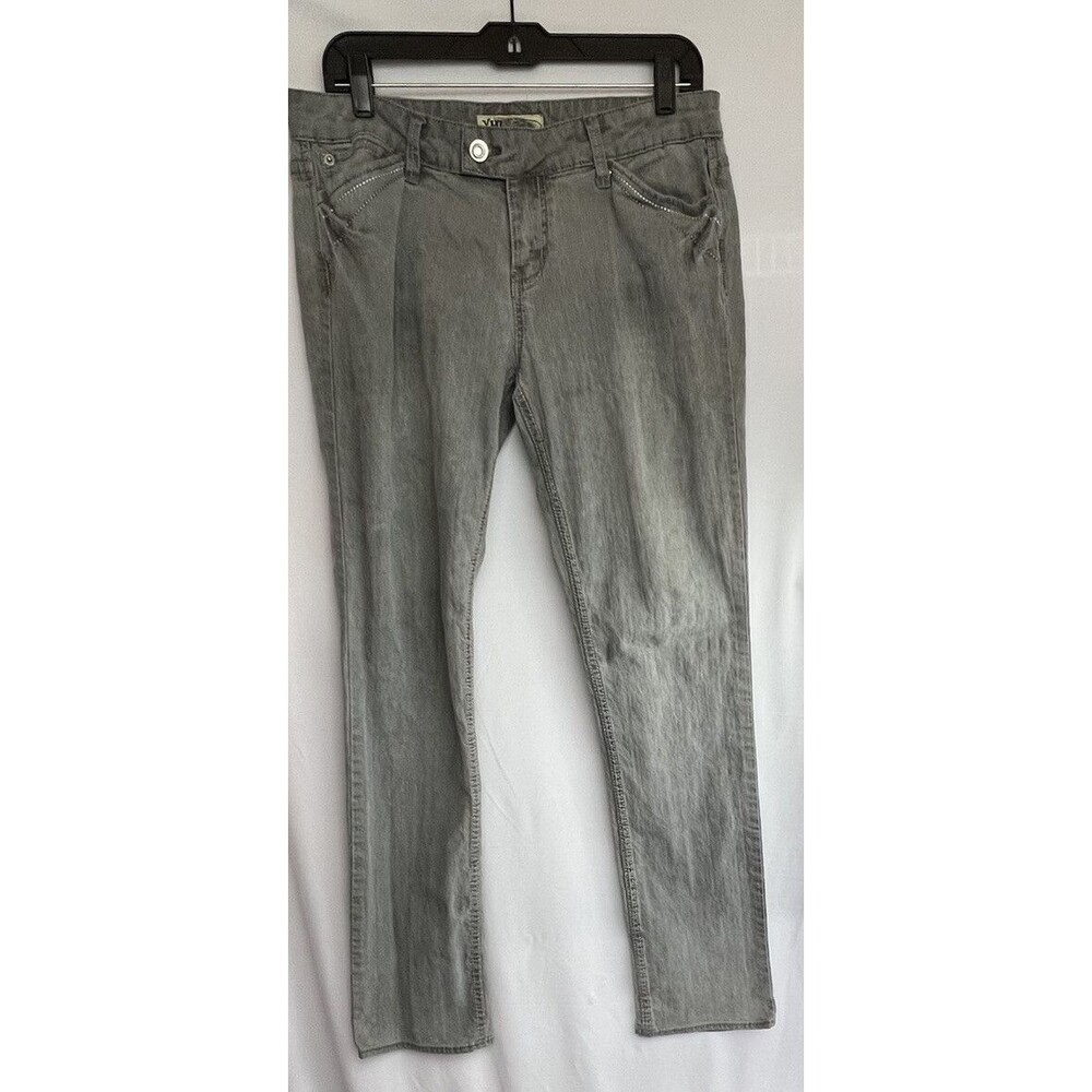 YMI Juniors Womens Gray Straight Leg 5 Pocket Stretch Denim Jeans Size 13